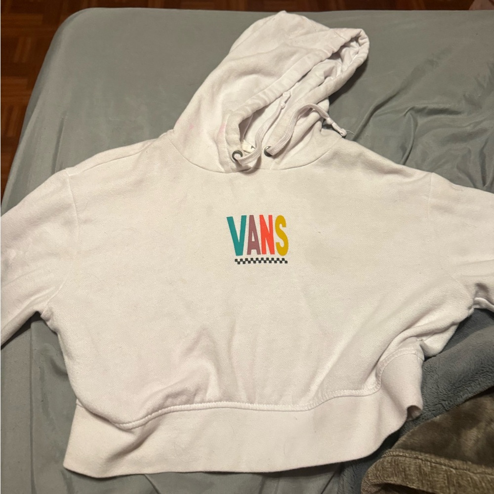 Vans White Hoodie with Multicolor Logo